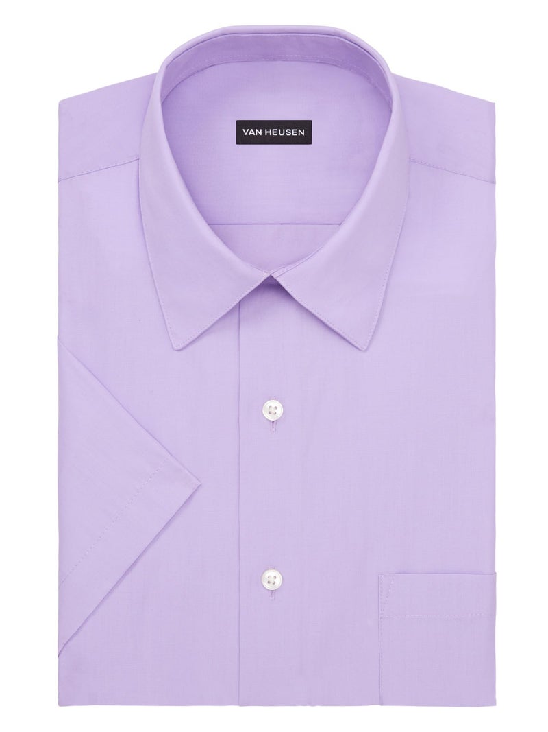 Van Heusen Men's Short Sleeve Dress Shirt Regular Fit Poplin Solid, Lavender, 16" Neck - Image 4
